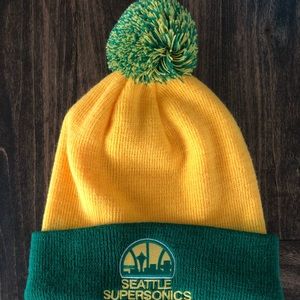Retro Seattle SuperSonics Beanie with Poofball